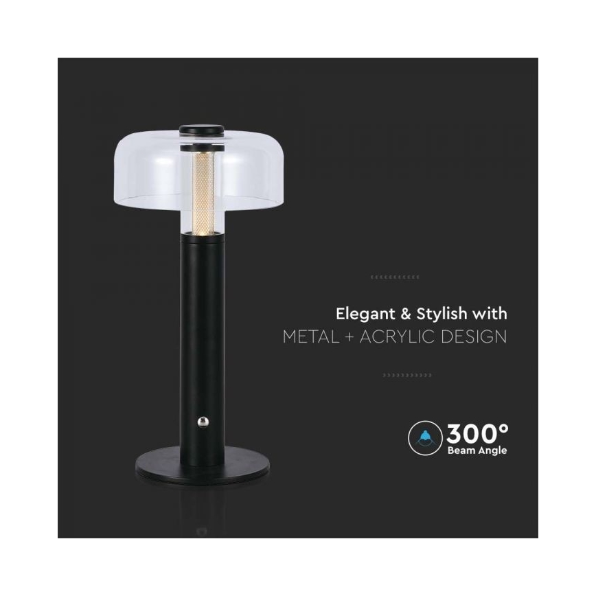 LED Dimmable rechargeable touch table lamp LED/1W/5V 3000K 1800 mAh black