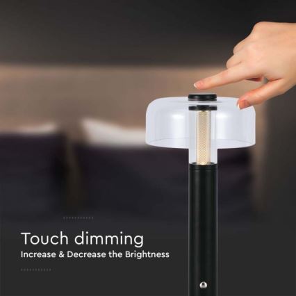 LED Dimmable rechargeable touch table lamp LED/1W/5V 3000K 1800 mAh black