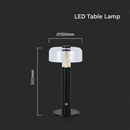 LED Dimmable rechargeable touch table lamp LED/1W/5V 3000K 1800 mAh black