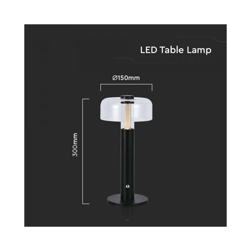 LED Dimmable rechargeable touch table lamp LED/1W/5V 3000K 1800 mAh black