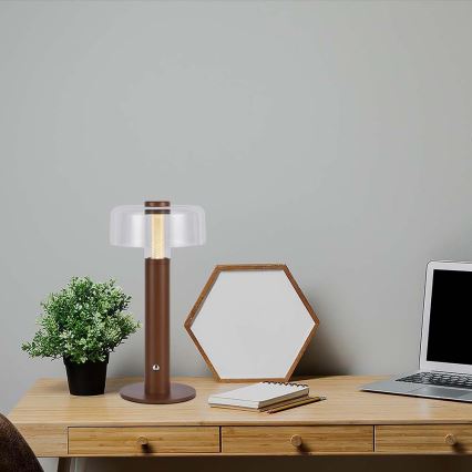 LED Dimmable rechargeable touch table lamp LED/1W/5V 3000K 1800 mAh brown
