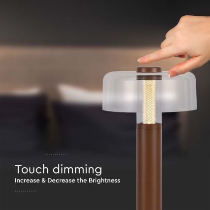 LED Dimmable rechargeable touch table lamp LED/1W/5V 3000K 1800 mAh brown