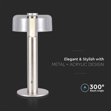 LED Dimmable rechargeable touch table lamp LED/1W/5V 3000K 1800 mAh gold