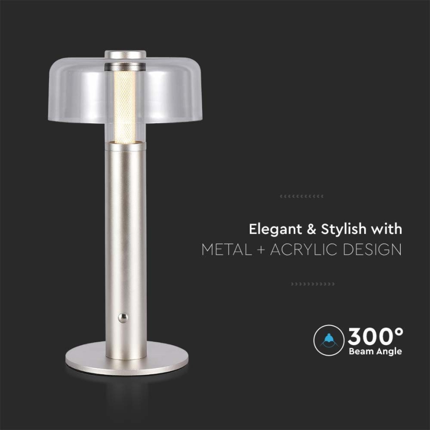 LED Dimmable rechargeable touch table lamp LED/1W/5V 3000K 1800 mAh gold