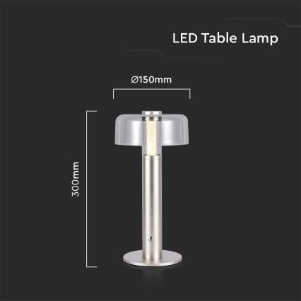 LED Dimmable rechargeable touch table lamp LED/1W/5V 3000K 1800 mAh gold