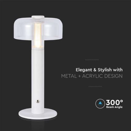 LED Dimmable rechargeable touch table lamp LED/1W/5V 3000K 1800 mAh white