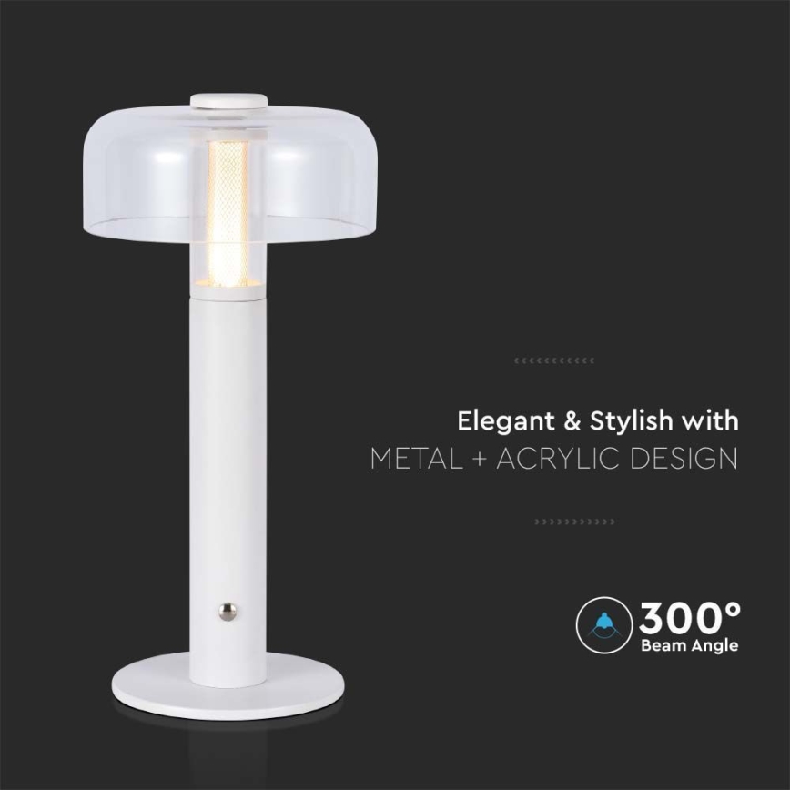 LED Dimmable rechargeable touch table lamp LED/1W/5V 3000K 1800 mAh white