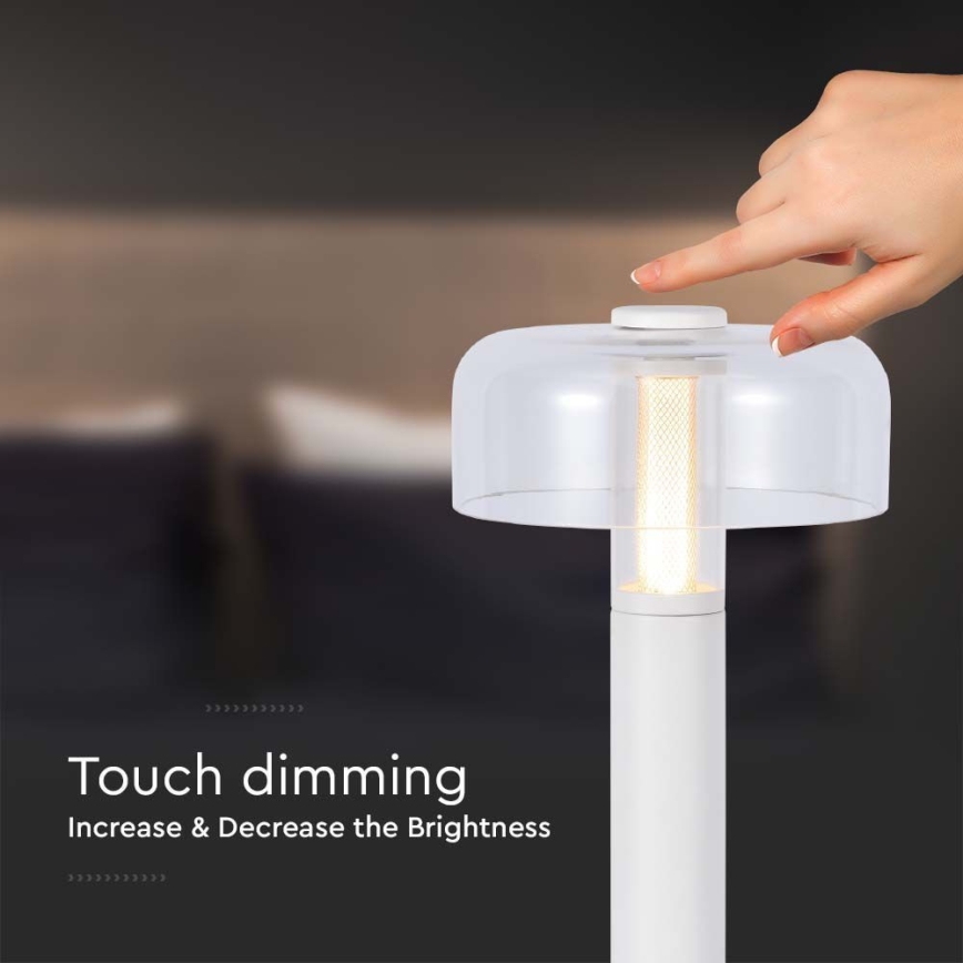 LED Dimmable rechargeable touch table lamp LED/1W/5V 3000K 1800 mAh white