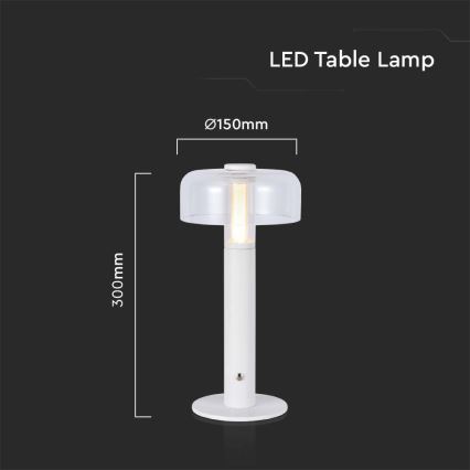 LED Dimmable rechargeable touch table lamp LED/1W/5V 3000K 1800 mAh white