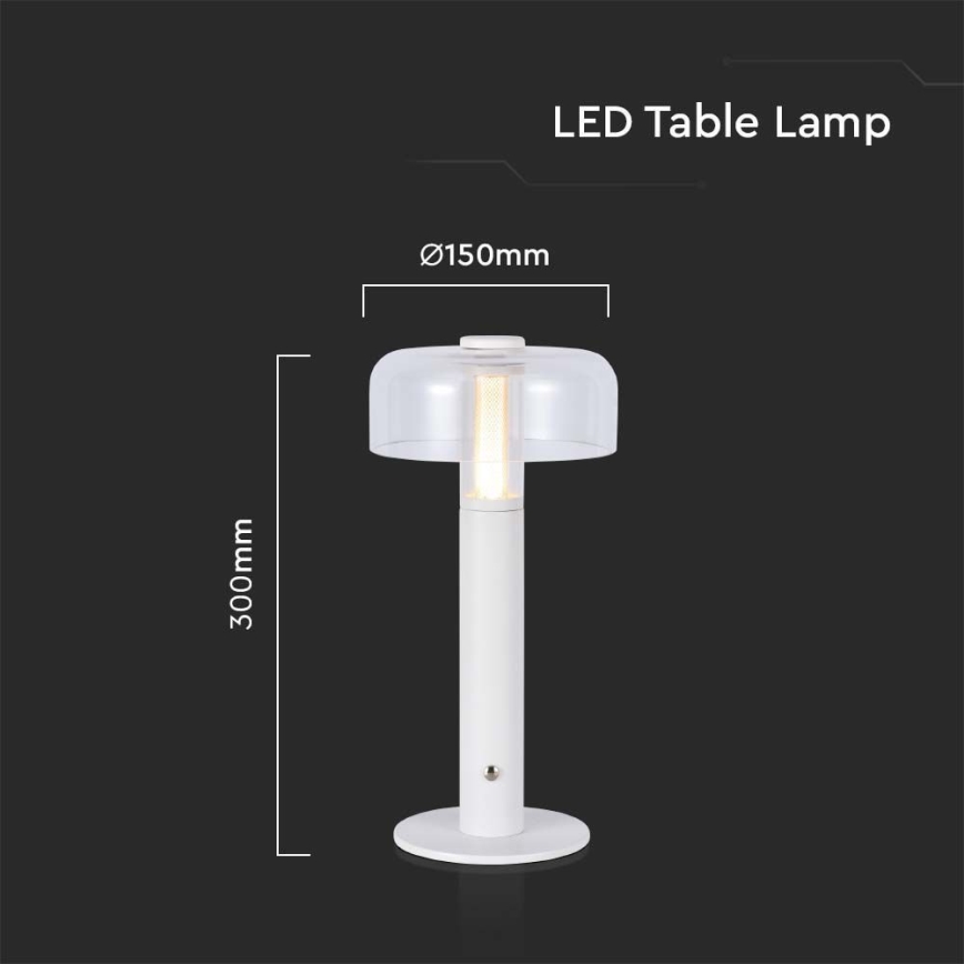 LED Dimmable rechargeable touch table lamp LED/1W/5V 3000K 1800 mAh white