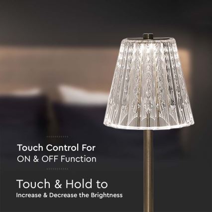 LED Dimmable rechargeable touch table lamp LED/2,4W/5V 3000-6000K 1800 mAh shiny chrome