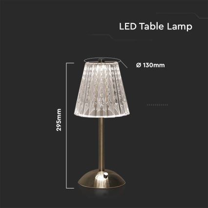 LED Dimmable rechargeable touch table lamp LED/2,4W/5V 3000-6000K 1800 mAh shiny chrome