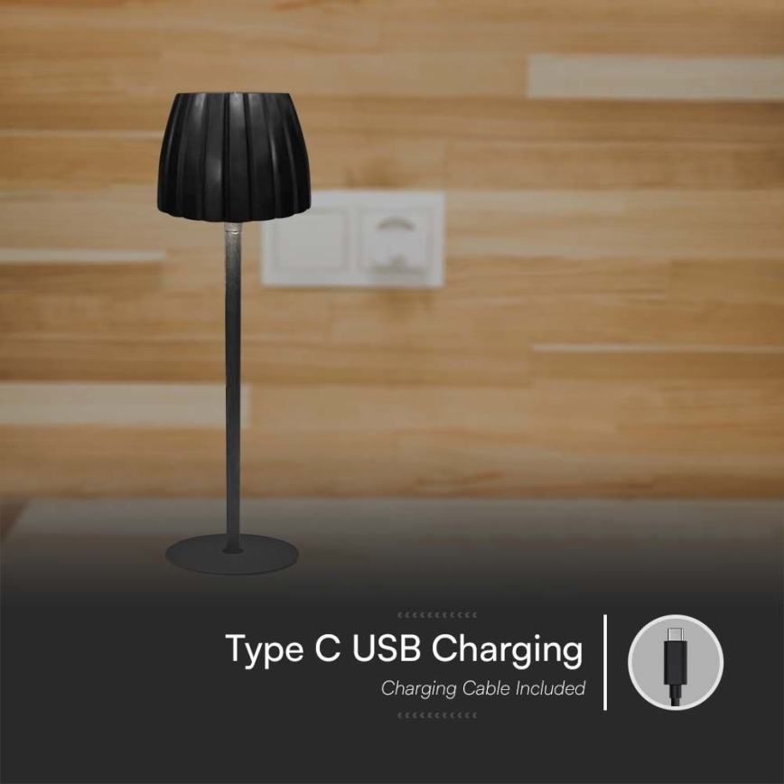 LED Dimmable rechargeable touch table lamp LED/2,7W/5V 3000/4000/6000K 1800 mAh black