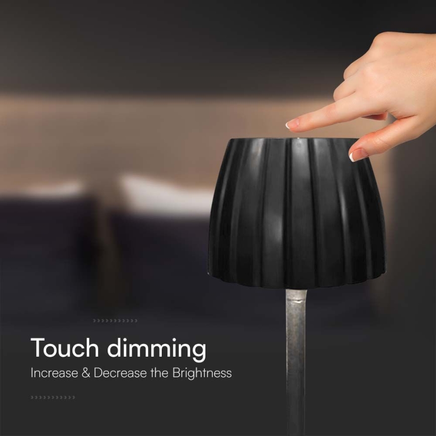 LED Dimmable rechargeable touch table lamp LED/2,7W/5V 3000/4000/6000K 1800 mAh black