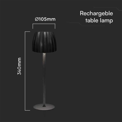LED Dimmable rechargeable touch table lamp LED/2,7W/5V 3000/4000/6000K 1800 mAh black