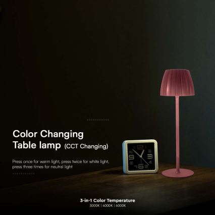 LED Dimmable rechargeable touch table lamp LED/2,7W/5V 3000/4000/6000K 1800 mAh brown
