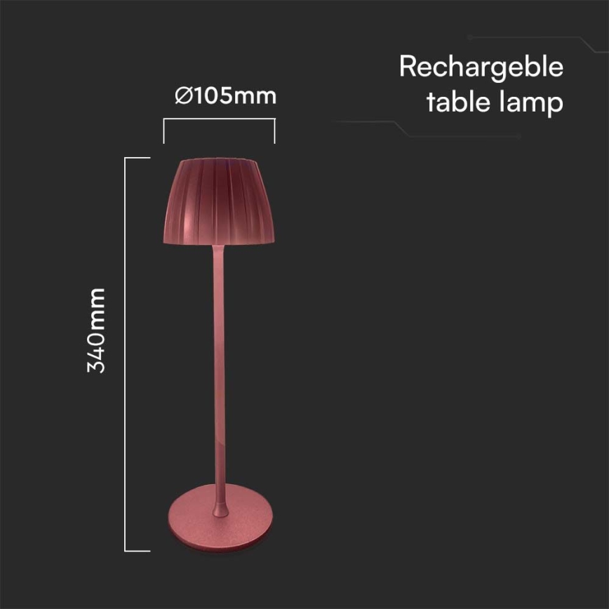 LED Dimmable rechargeable touch table lamp LED/2,7W/5V 3000/4000/6000K 1800 mAh brown