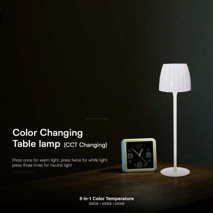 LED Dimmable rechargeable touch table lamp LED/2,7W/5V 3000/4000/6000K 1800 mAh white