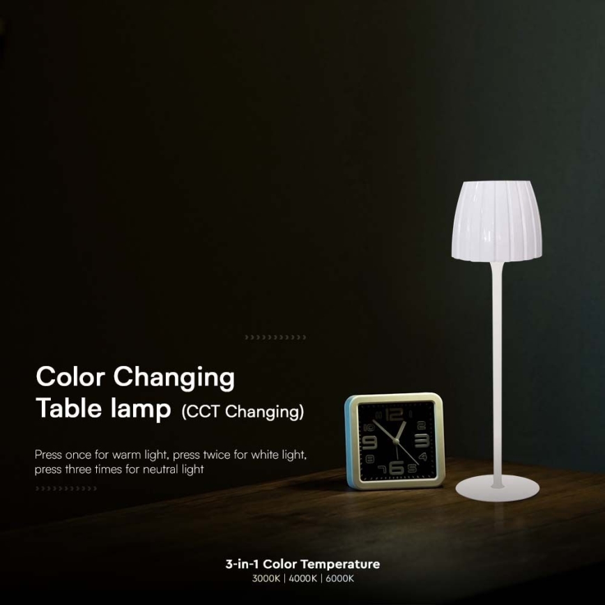 LED Dimmable rechargeable touch table lamp LED/2,7W/5V 3000/4000/6000K 1800 mAh white