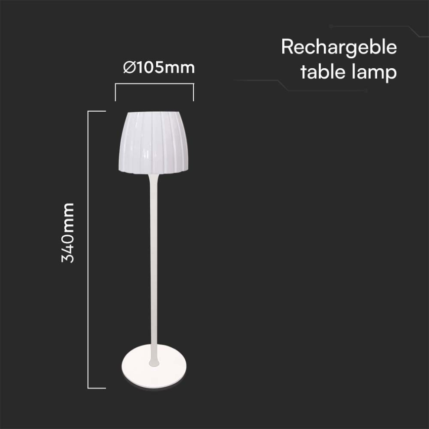 LED Dimmable rechargeable touch table lamp LED/2,7W/5V 3000/4000/6000K 1800 mAh white