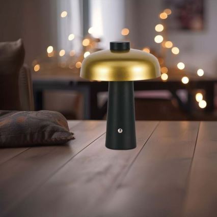 LED Dimmable rechargeable touch table lamp LED/3W/5V 3000-6000K 1800 mAh black/gold