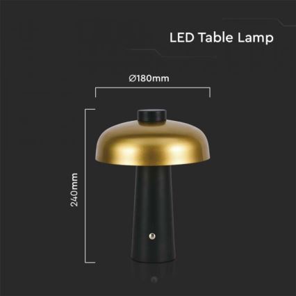 LED Dimmable rechargeable touch table lamp LED/3W/5V 3000-6000K 1800 mAh black/gold