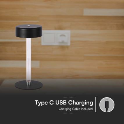 LED Dimmable rechargeable touch table lamp LED/3W/5V 3000-6000K 2400 mAh black