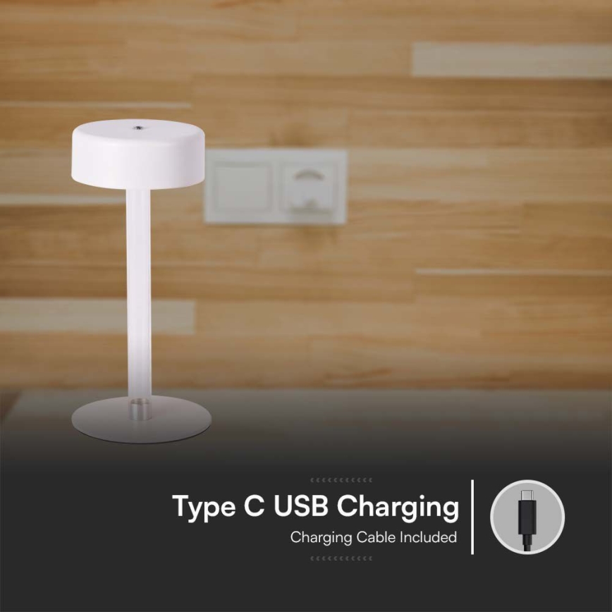 LED Dimmable rechargeable touch table lamp LED/3W/5V 3000-6000K 2400 mAh white