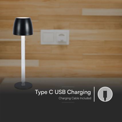 LED Dimmable rechargeable touch table lamp LED/3W/5V 3000K 1800 mAh black