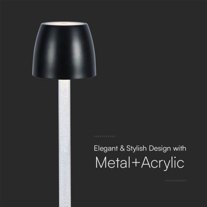 LED Dimmable rechargeable touch table lamp LED/3W/5V 3000K 1800 mAh black