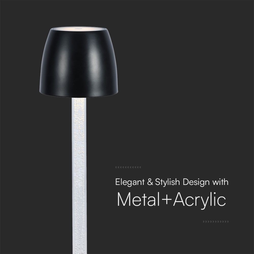 LED Dimmable rechargeable touch table lamp LED/3W/5V 3000K 1800 mAh black