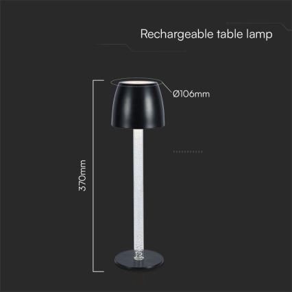 LED Dimmable rechargeable touch table lamp LED/3W/5V 3000K 1800 mAh black