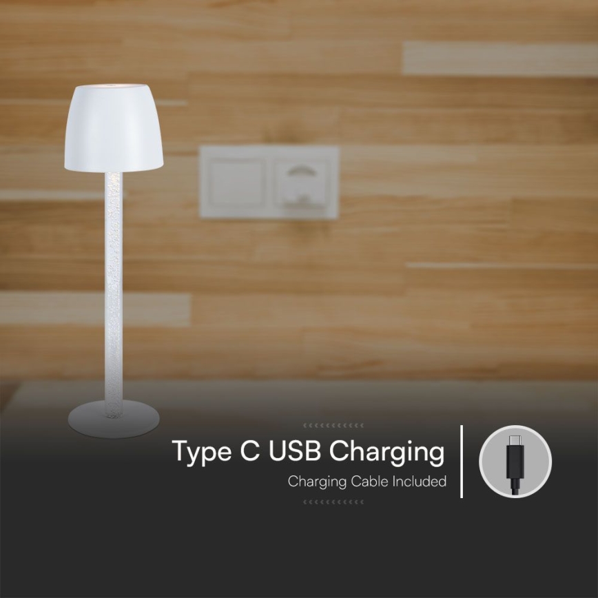 LED Dimmable rechargeable touch table lamp LED/3W/5V 3000K 1800 mAh black