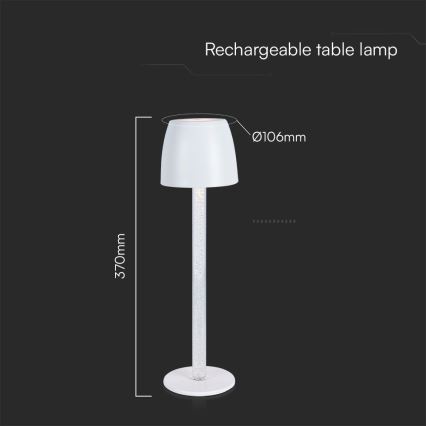 LED Dimmable rechargeable touch table lamp LED/3W/5V 3000K 1800 mAh black