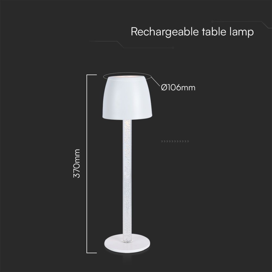 LED Dimmable rechargeable touch table lamp LED/3W/5V 3000K 1800 mAh black