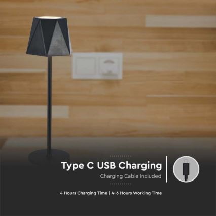 LED Dimmable rechargeable touch table lamp LED/4W/5V 3000-6000K 1800 mAh black