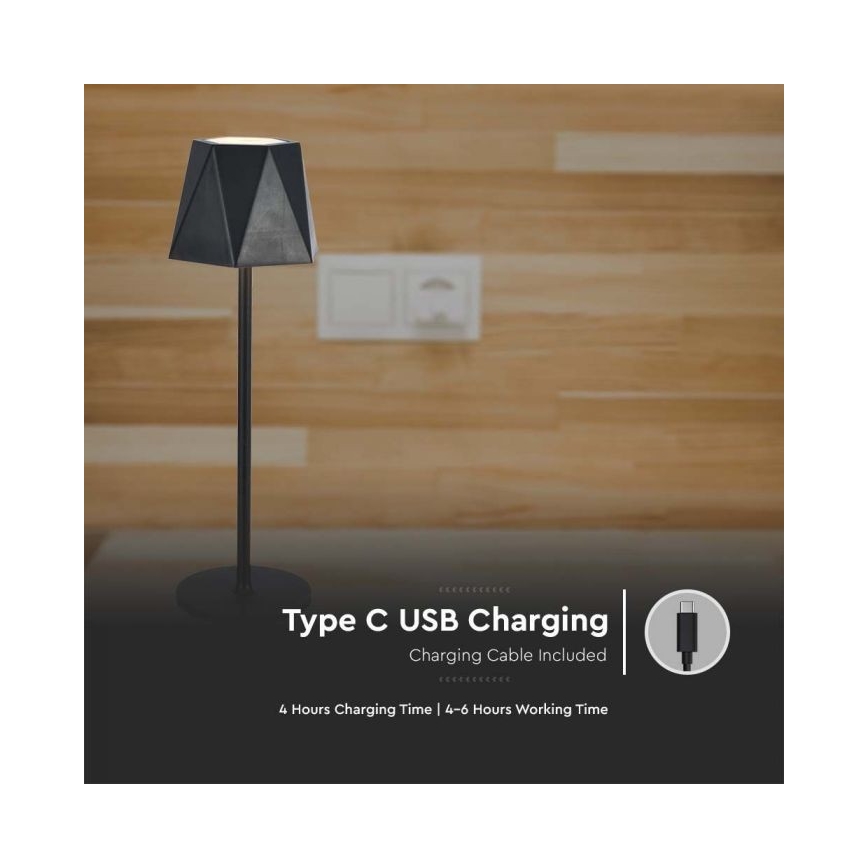 LED Dimmable rechargeable touch table lamp LED/4W/5V 3000-6000K 1800 mAh black