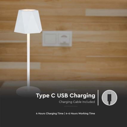 LED Dimmable rechargeable touch table lamp LED/4W/5V 3000-6000K 1800 mAh white