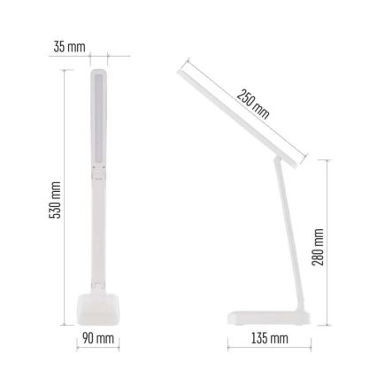 LED Dimmable rechargeable table lamp LED/5W/3,7V 3000K/4000K/6500K 800mAh white