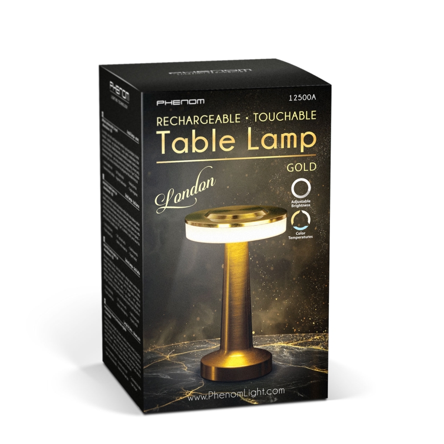 LED Dimmable Rechargeable Table Lamp LONDON LED/2W/5V 2700K/4000K/6500K 400 mAh Gold