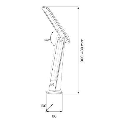 LED Dimmable Rechargeable Desk Lamp TOP LED/4W/5V 1800 mAh 3000/4000/5000K brown/black