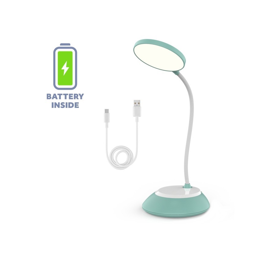 LED Dimmable rechargeable table lamp VISUA LED/5W/5V 3000-5000K 1200 mAh turquoise