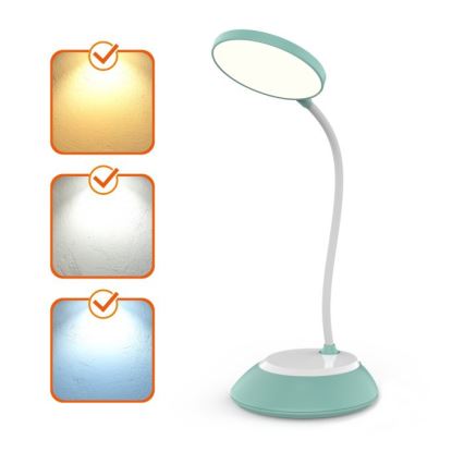 LED Dimmable rechargeable table lamp VISUA LED/5W/5V 3000-5000K 1200 mAh turquoise
