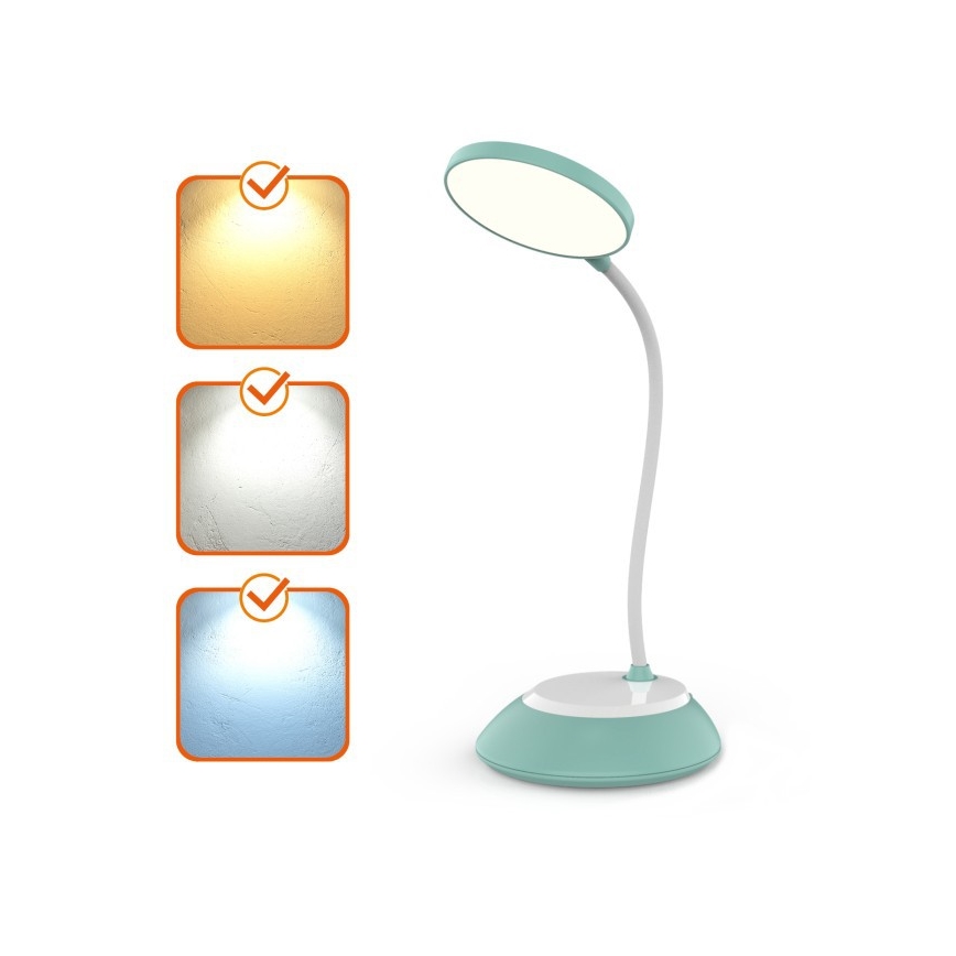 LED Dimmable rechargeable table lamp VISUA LED/5W/5V 3000-5000K 1200 mAh turquoise