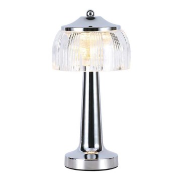 LED Dimmable rechargeable touch table lamp LED/1W/5V 3000-6000K 1800 mAh shiny chrome