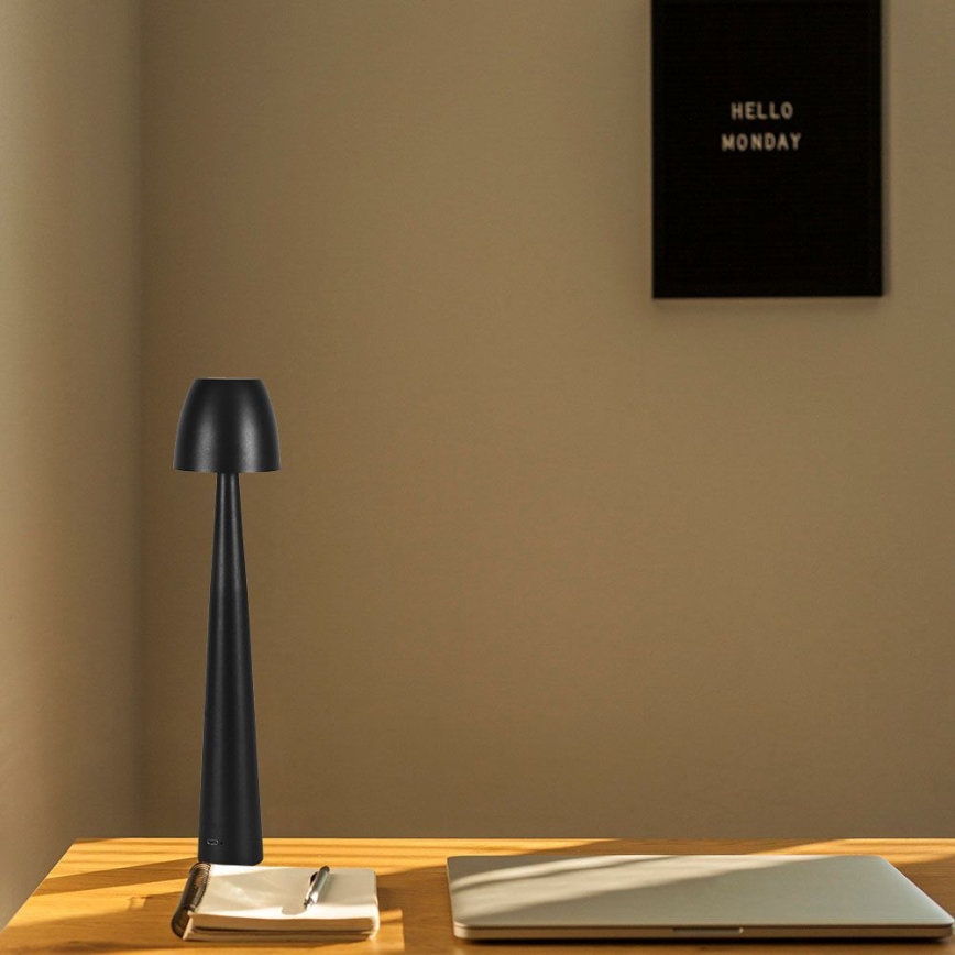 LED Dimmable rechargeable touch table lamp LED/3W/5V 3000-6000K 1800 mAh black