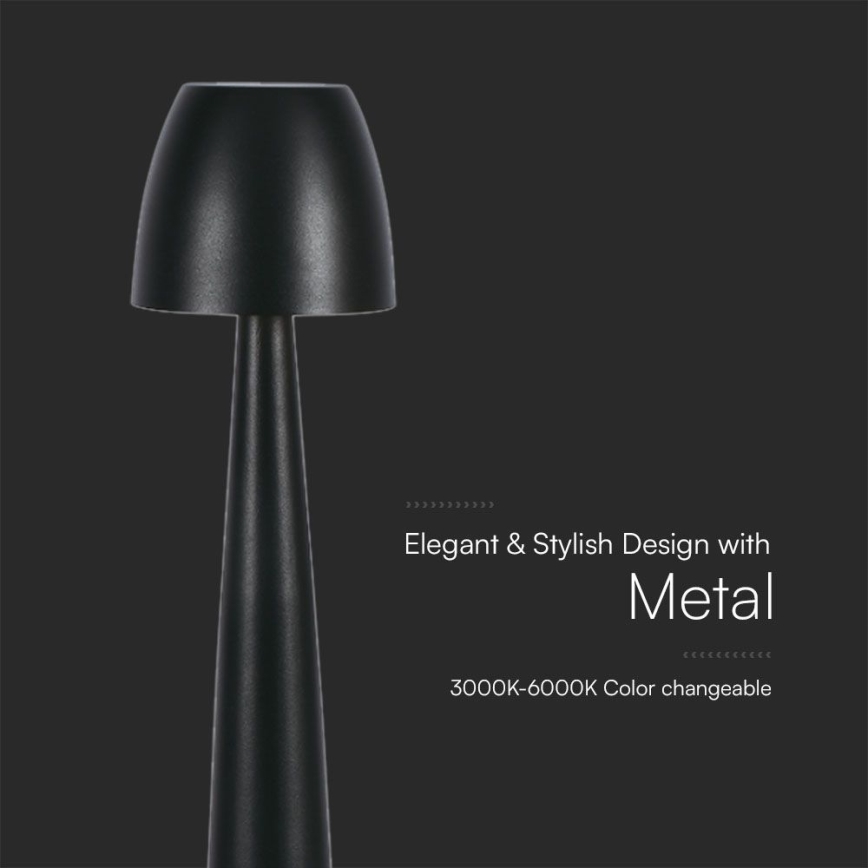 LED Dimmable rechargeable touch table lamp LED/3W/5V 3000-6000K 1800 mAh black