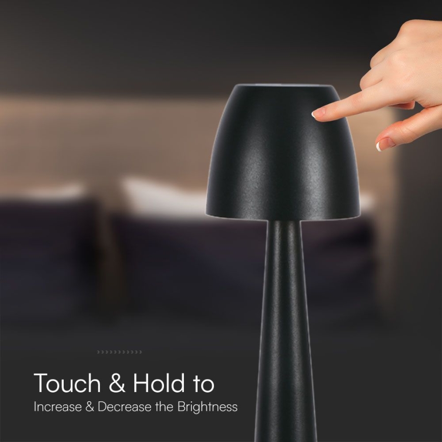 LED Dimmable rechargeable touch table lamp LED/3W/5V 3000-6000K 1800 mAh black