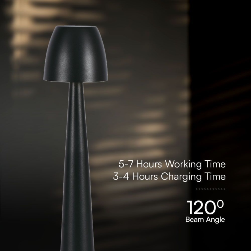 LED Dimmable rechargeable touch table lamp LED/3W/5V 3000-6000K 1800 mAh black