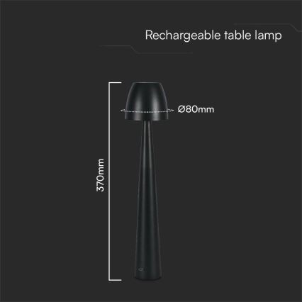 LED Dimmable rechargeable touch table lamp LED/3W/5V 3000-6000K 1800 mAh black